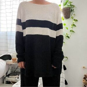 Zara Black and White Striped Sweater